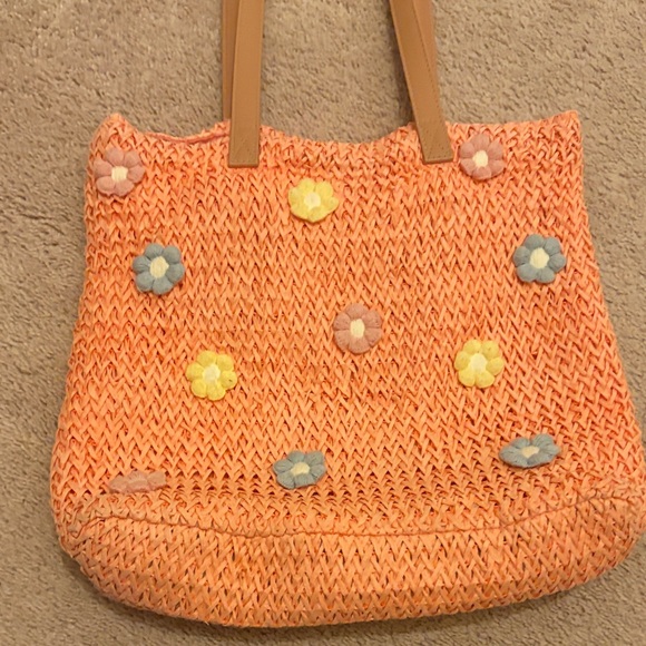 Orange Floral Tote Bag - Picture 2 of 9